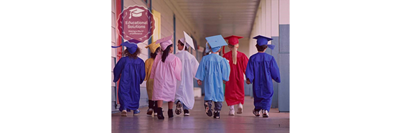 Kindergarteners in graduation gown